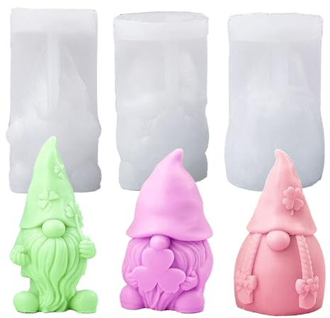 XQMMGO 3 Stück 3D Wichtel Silikonform, Ostern Silikonformen, Silikonform Wichtel Zum Gießen, für DIY Silikon Kerzen Gießform,Formen Seifenform