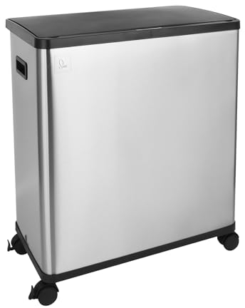 SVITA SR2X30 Sensormülleimer Abfalleimer Kücheneimer Mülltrennsystem 2 Fächer Edelstahl 60l freistehend automatisch inkl. Inneneimer mit Rädern in Silber