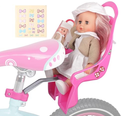 Pekoluta Asiento de Bicicleta para muñeca | Porta muñecas para Bicicleta | Asiento de muñeca para niños con Pegatinas DIY para niñas | Asiento de muñeca | Accesorios de Bicicleta para niños.