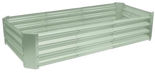 Harbour Housewares Raised Garden Bed - Green - 180 x 90cm - Rectangle - Bottomless Metal Raised Bed Galvanised Steel Planter Box for Growing Outdoor Plants, Vegetables, Flowers and Herbs
