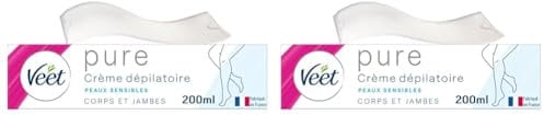 VEET PURE - Lot de 2 Crème Dépilatoire Corps et Jambes - Peaux Sensibles - Sans Odeur d'Amoniaque - 200ml
