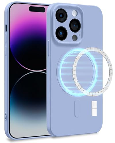 MyGadget Funda [ Compatible con MagSafe ] para Apple iPhone 14 Pro en Silicona TPU - Carcasa de Doble Capa - Case Resistente Antigolpes y Anti choques - Ultra Protectora Azul Claro