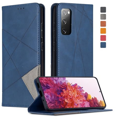Jawneny Handyhülle für Samsung Galaxy S20 FE Hülle, Schutzhülle S20 FE 4G/5G Leder Wallet Kartenfach Flip Case Standfunktion Stoßfeste Klapphülle für Samsung S20 FE 6.5 Zoll Handytasche Cover (Blau)