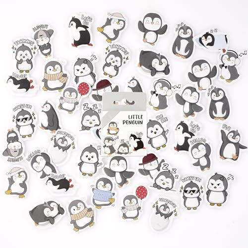46 Stücke Nette Pinguin Aufkleber, Cartoon Tier Thema für Kinder Teens Erwachsene - Reisekoffer, Laptop, Planer, Kalender, Scrapbook, Koffer, Notizbücher, Journal