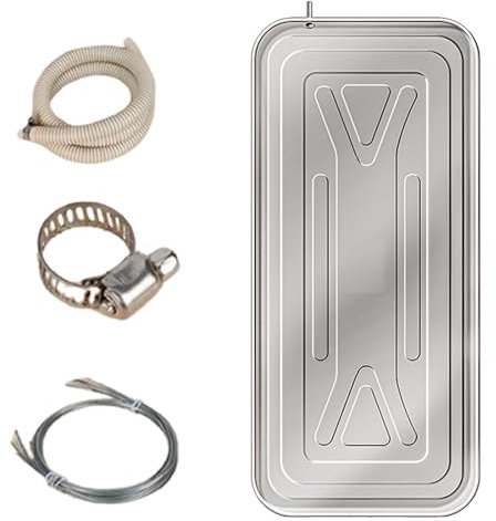 Recogedor Agua Aire Acondicionado Bandeja Recoge Agua Aire Acondicionado Material de Acero Inoxidable con Salida de Drenaje Tubería de Agua(100 x 46cm)