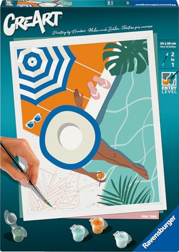 Ravensburger – CreArt 24x30 cm – Adulte – Peinture par numéros – Pool Time – Activité détente et créative – 25523