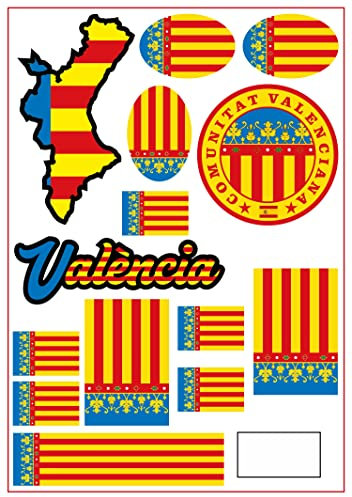 Daged Feuille d'autocollants Valencia Espagne - Pour voiture, moto, motard - Drapeau décoratif AK