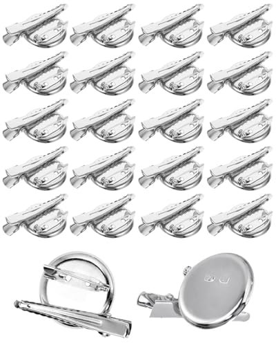 JEXOWIQ Sicherheitsnadeln,20 pcs Stück Brosche Basis 30mm Broschennadeln Sicherheitsnadeln Anstecknadeln zum Basteln mit Löchern für Ausweise Namenskarten Tags DIY Schmuck Handwerk Silber Ton