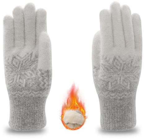 Long Keeper Winterhandschuhe Damen Herren Schneeflocke Dicke Winter Handschuhe Warme Gestrickte Thermo Handschuhe Gefüttert Gedehnt Strickhandschuhe Fäustlinge
