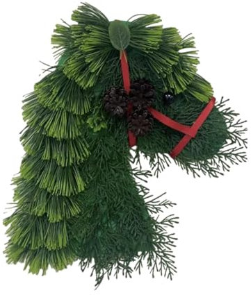 Pferdekopf-Weihnachtskranz, Pferdekopf-,Weihnachten Pferdeköpfe Türkranz - Tannenzweige, Weihnachtsgrün, Outdoor-Weihnachtskranz für Haustür, Tür
