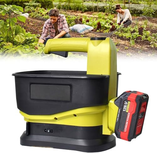 FJYAWEN 20v Battery Handheld Spreader, Cordless Seed Spreader, Adjustable Spreading Rate and Width, 5.5l 6-Speed ​​speed ​​adjustment, For Grass Seed, Food