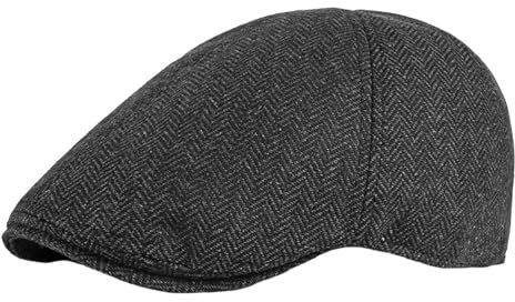 Newsboy-Mütze, irische Mütze für Herren, Flache Fahrmütze, waschbar, englischer Stil, fortgeschrittene Malermütze, Mütze für den Alltag Strick Barett Damen Schwarz (Black, One Size)