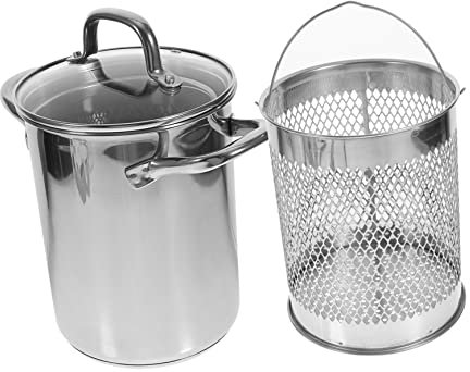 Alipis Olla para Freír De Acero Inoxidable Sartén Profunda para Freír Tempura Japonés Guisar Sopas y Cocinar Al Vapor para Cocina