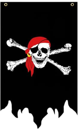 Milageto Bandiera Pirata con Teschio, Regalo di inaugurazione della casa per Halloween, Decorazione da Appendere per Interni ed Esterni, Bandiera a Forma di, Type C