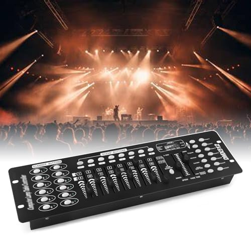 QIeCny DMX-Controller, Lichtcontroller (1024 DMX-Kanäle), 12 Computerlichter + 23 Reenactment-Szenen, Speichern Von Bis Zu 276 Schritten, Für DMX-Lichtkonsolen-/Bühnenlampenausrüstung,Black