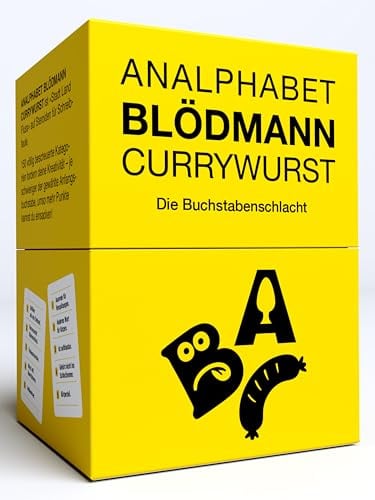Kampf gegen das Spießertum Analphabet Blödmann Currywurst – Die Buchstabenschlacht | Stadt Land Fluss für Erwachsene ab 16 Jahren | Wortspiel für 3-8 Personen | 30-60 Minuten | Lustiges Kartenspiel