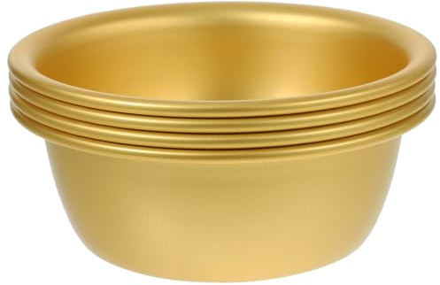 MUCKLILY Kleine Goldfarbene Weinschalen 4 Stück Lebensmittelecht Multifunktionale Reisschalen aus Edelstahl für Koreanische Restaurants und Servierzwecke