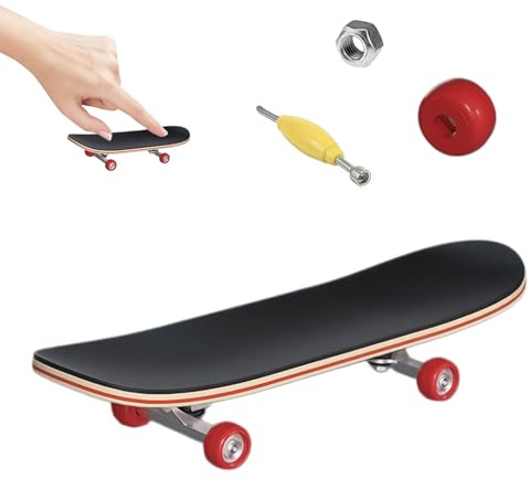 Finger Skateboard Set,Fingerboard Skate,Professionelles Fingerskateboard,Mini Skateboard,Ahornholz Finger Spielzeug mit Box für Kindergeburtstag,Skateboarding-Enthusiasten,Fingerboard für Tech (Rot)