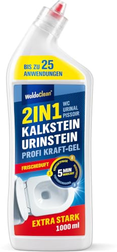 WoldoClean 2in1 Urinsten och Kalkborttagning WC 1L - Stark Toalett Gel | Toalettrengöring, kalkborttagare badrum, urinoar, avlagringar, keramik