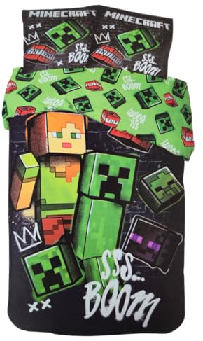 Minecraft Creeper Boom Bettwäsche Set 2 TLG 135 x 200 cm Baumwolle