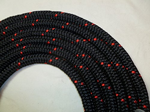 Horse Rope Long Line Lunge Line 22 Feet Black with Red Tracer