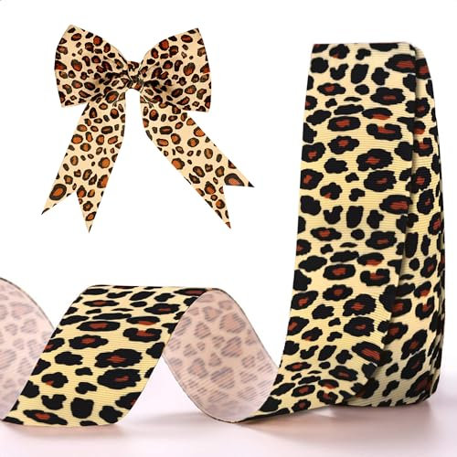 Ripsband, Leopardenmuster, 3,8 cm x 2,7 m