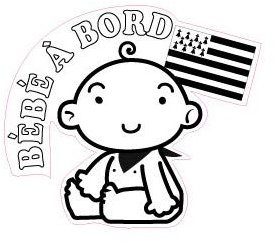 Autocollant sticker Bébé à Bord Bretagne Breizh Breton logo 1 - Taille : 17 cm