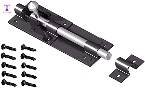 PaulStore 6 Tower Bolt Black Latch Catch For Large Garden Gate Shed Sliding Door