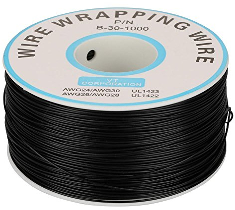 Wrapping Wire 30AWG Single Copper Wire-Wrapping Cable 0.25mm Diameter (Black)