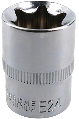 E24 Female Torx Socket Star Bit 1/2 Drive Standard External Chrome Vanadium Steel