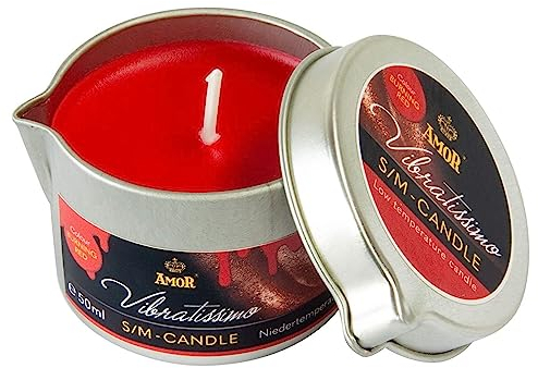 Vibratissimo S/M Kerze Burning Red 50 ml I Niedertemperatur in rot I hochwertiger Kerzenwachs geruchlos I Tropfkerze für Erotik Spiele I romantische Massagekerze für Paare I Wax Candle
