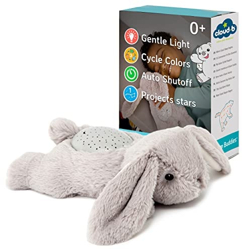 Cloud b Peluche veilleuse nomade Dream Buddies – Benny le Lapin | Projecteur d’étoiles | 3 Couleurs | Dès la naissance | Minuteur, noir