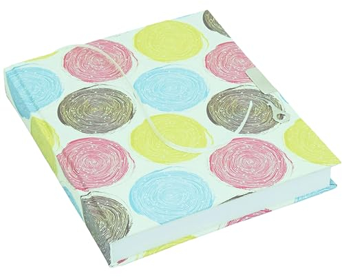 libralides - Handgemachtes Tagebuch mit Schloß 16x19cm 240 Seiten „Circulo bunte Kreise“ Blanko Schreibbuch mit Muster & Lesezeichen - Kladde Blankobuch ohne Linien auch für Kinder als Kindertagebuch