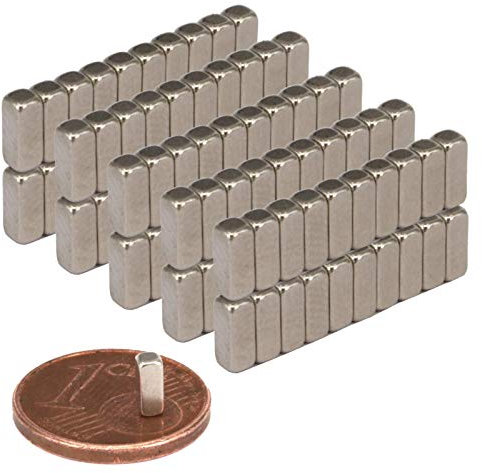 Neodym Magnete Extra Stark Quader 5x2x2mm - Stabmagnet Magnetquader - Mini Neodym Magnet 5mm - Quadermagnet 5 x 2 x 2mm - Stark Neodym-Magnete [100 Stück]