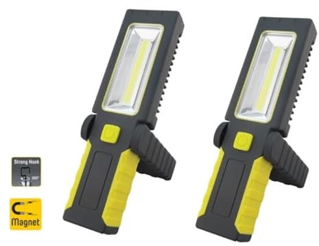 2 Stück Gorilla LED-Werkstattleuchte, Arbeitslampe mit flexiblem und stufenlos verstellbaren Standfuß mit Magnet, Baustellenlampe mit sehr langer Lebensdauer