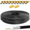 HB-DIGITAL Cavo coassiale SAT HQ135 PRO da 30 m, con 2 connettori F + 10 connettori F dorati, cavo antenna satellitare 4 schermato per impianti DVB-S/S2 DVB-C/C2 DVB-T/T2 DAB+Radio BK