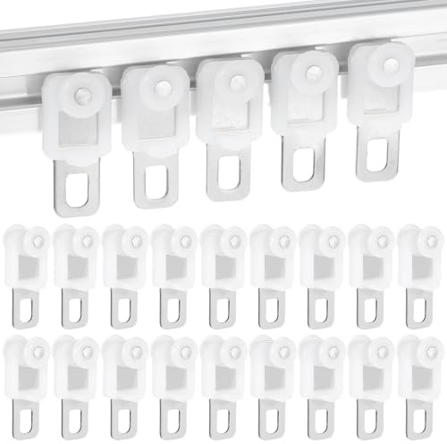 Angoily 50 Piezas Rodillos De Riel Cortina Deslizadores Para Cortinas Con Ruedas Resistentes a La Oxidación Fácil Instalación Para Barras De Cortina Estándar En Hogar Y Cocina