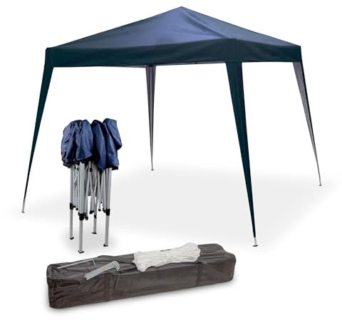 Julido Faltpavillon Partyzelt Pop-Up-Zelt Pavillon 3x3 m, wasserdicht, stabil, in Marineblau, Faltpavillon klappbar und höhenverstellbar, aus 210D Oxford, pulverbeschichteter Stahlrahmen