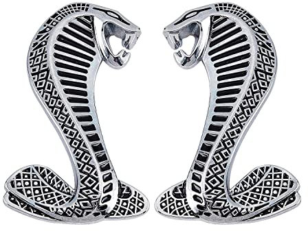 AIZHIWENG 2Pc 3D Cobra Snake Emblem Fender Emblem Fender Sticker Premium Car Decal Gold