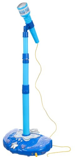 TOYANDONA Toy Microphone with Stand, Adjustable Standing Microphone, Musical Toys Karaoke Machine for Kids, Singing Toys with Flashing Stage Lights and Pedals for Fun Musical Effects