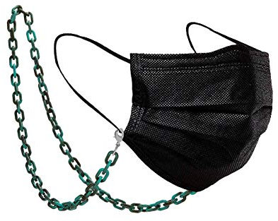 TEAMER Acryl Sonnenbrillen Ketten Leopard Kette für Brillen Multicolor Sonnenbrillen Kette Lanyard Lesebrille Kordel Hals Maske Riemen Seil Für Frauen Männer (Dunkelgrün - Silber)