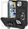 Dechyi Cover per Iphone 14 6.1 Pollici con Vetro Temperato Custodia con Scorrevole Protezione Fotocamera Custodia Rotante Anello Supporto Antiurto TPU Bumper Custodie-Nero