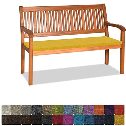 Orumrud Bankauflage Stuhlkissen Bankkissen mit Krawatte Waschbar,120x40x3cm，2 3 4-Sitzer Sitzkissen rutschfeste Auflage für Gartenbank,Küche,Terrasse Innen und Außenbereich，Gelb,Dicker Leinenstoff