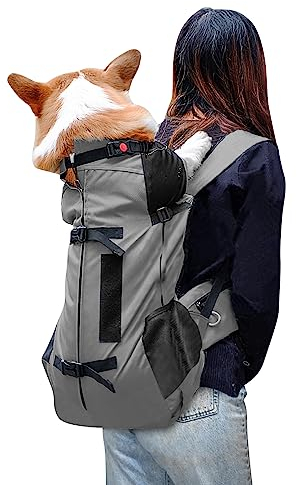 Galatée Zaino Per Cani, Zaino Per Zaino Per Cani Regolabile, Completamente Ventilato, Borsa Portante Per Cani, Zaino Per Animali Domestici Per Passeggiate, Escursioni, Arrampicate, Viaggi(Grigio)