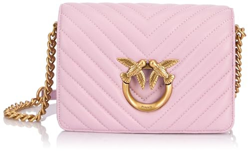 Pinko Love Click Mini Sheep Nappa Chevron, Borsa Donna, WWGQ_Lilla-Antique Gold, Taglia Unica