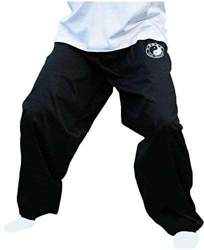 Rubruan Pantalon d'entraînement pour arts martiaux - Chinois, arts martiaux, Chenjiagou Tai Chi Kung Fu Qigong Shaolin - Jambes larges - Uniforme gracieuse pour homme et femme, Noir , XL