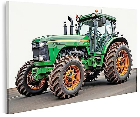 islandburner Bild auf Leinwand Moderner Traktor Grüne Weiß passend für John Deere Bilder Wandbilder Poster JCRY-1K