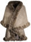 ZLYC Damen Winter Kunstpelz Poncho Strick Schal Stola Warm Cape Cardigan(Einfarbig Khaki)