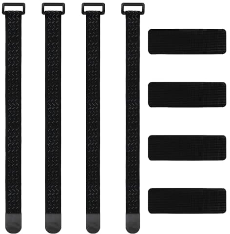Cinghie Elastiche, 4pcs Cinghie Elastiche con Chiusure in Gancio e Anello, Fascia Elastica con Fibbia Antiscivolo Fermaglio per Organizzazione di Cavi Estensibili Biciclette Tubi, 2 Misure