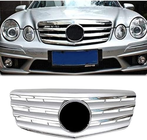 Auto Kühlergrill für Benz E Class W211 2007 2008 2009, Grill Schwarz Glänzend Doppel-Lamellen Grill Front Doppel Rippen Grill Kühlergrill Links Rech